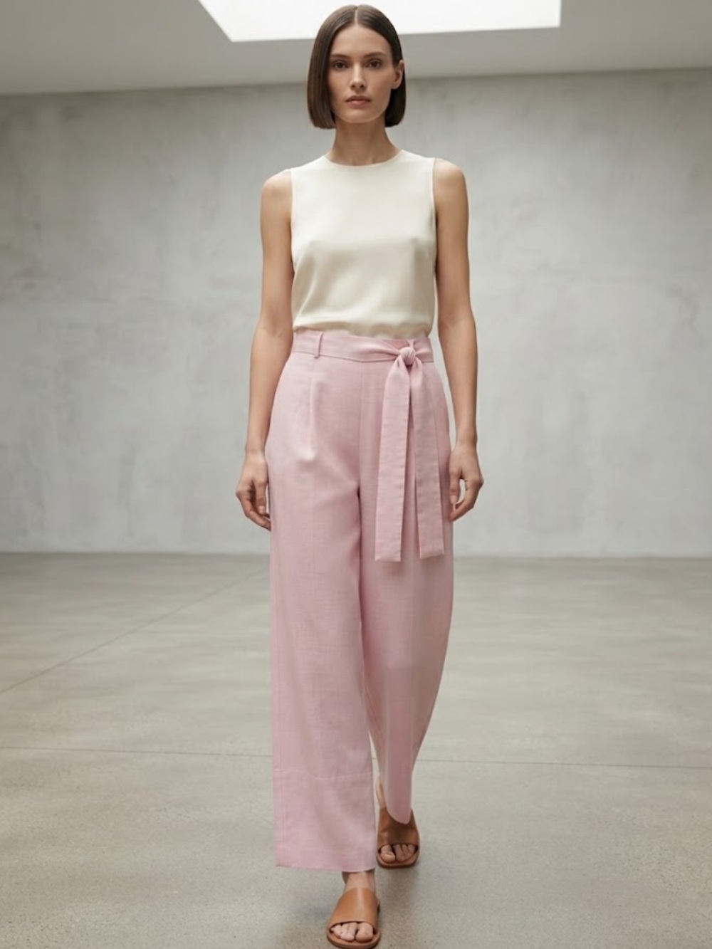 LOVERS + FRIENDS Pink Wide Leg Belted Pants Size Small